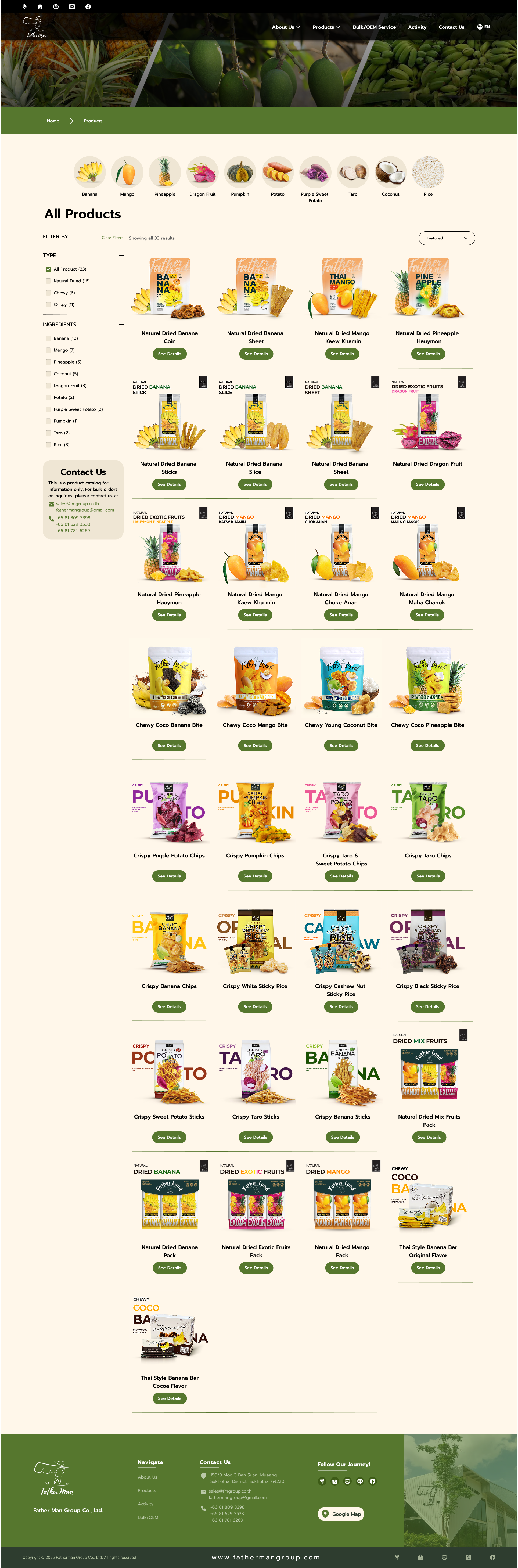 Product catalog pages for FatherLand and ANNA snack lines
